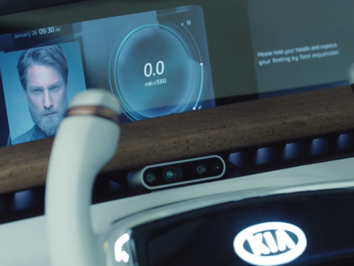 The car can monitor heart rate and read facial expressions, and it uses that data to adjust the lighting and sounds in the car to complement your mood.