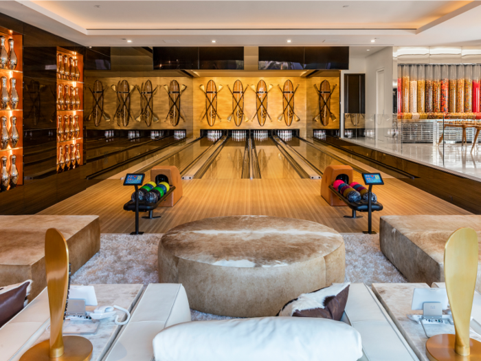 In addition to its two master suites, 10 VIP guest suites, and 21 bathrooms, the house includes lavish amenities such as a four-lane bowling alley and lounge ...