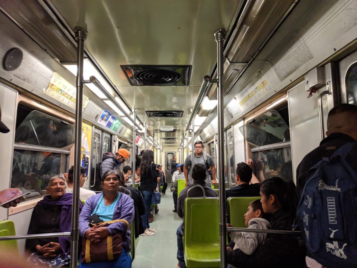 On board, the trains are like most any other subway car in the world. There appeared to be air conditioning, but the windows were open.