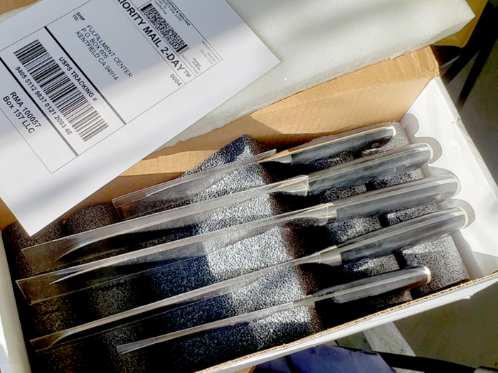 Your next set of newly sharpened knives comes with a return shipping label. Simply switch out your old knives and ship them back to Knifey.