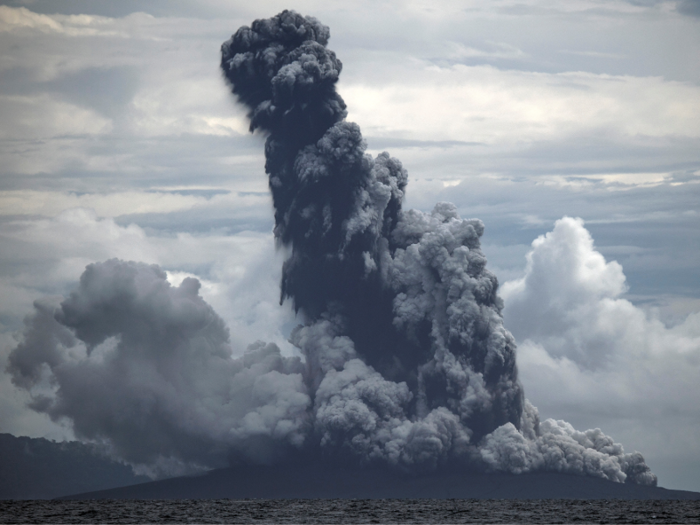 Anak Krakatau spewed so much ash into the air that planes had to be re-routed around the Sunda Strait area.