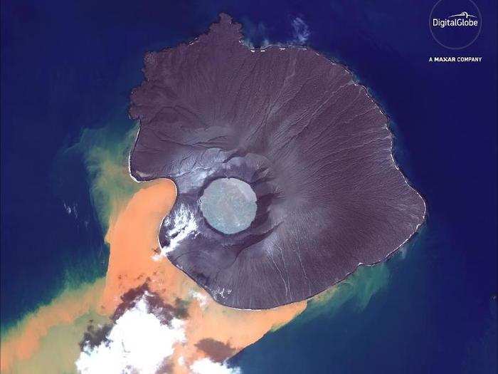 After the collapse, Anak Krakatau shrank to just a quarter of its original height.