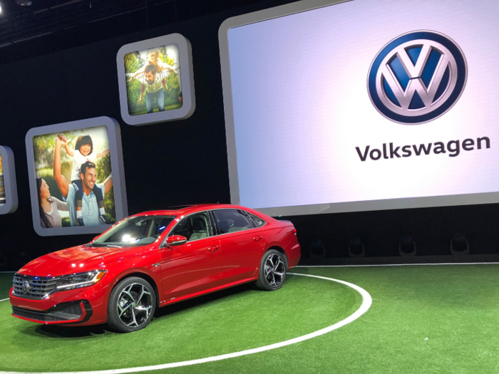 VW showcased its new Passat — a rare sedan in a sea of SUVs.