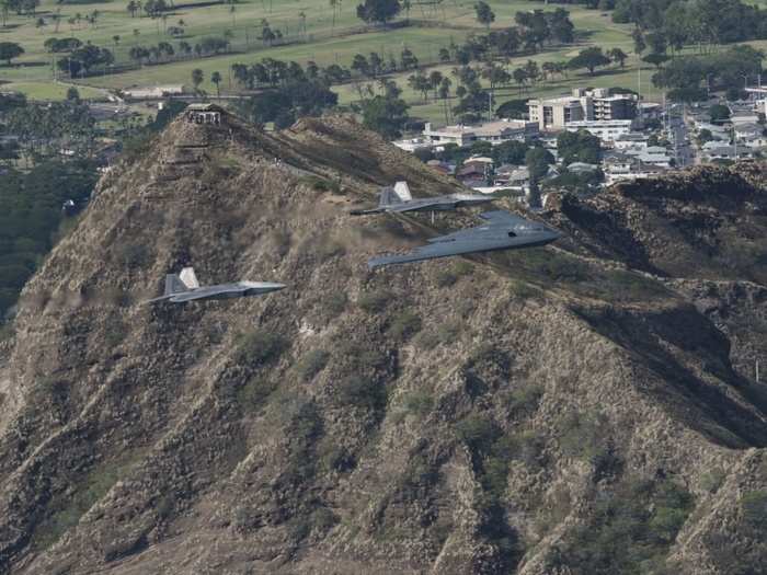 While B-2 bombers regularly rotate throughout the Pacific, having previously been deployed to Andersen Air Force Base on Guam, the most recent deployment marks only the second time these powerful stealth aircraft have been sent to Hawaii to drill alongside the F-22s.