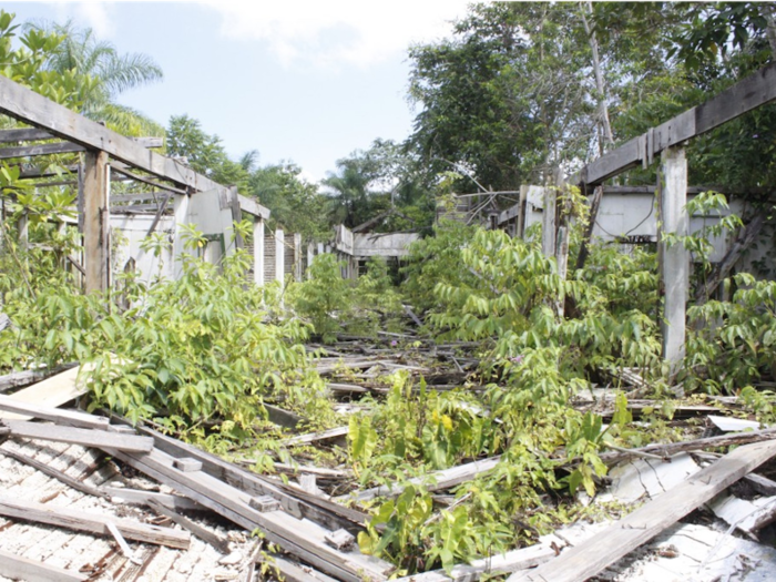 The once-modern hospital on site has completely crumbled.