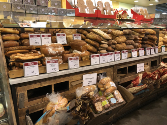 The bakery at the Midtown East store was well stocked with all kinds of loaves, in addition to a few holiday items when we visited.