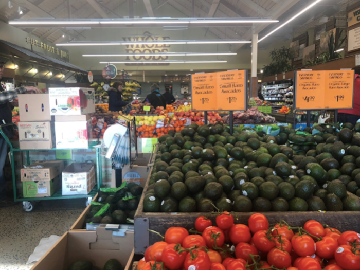 We were immediately struck by the produce section, which seemed to be overflowing with fruits and vegetables.