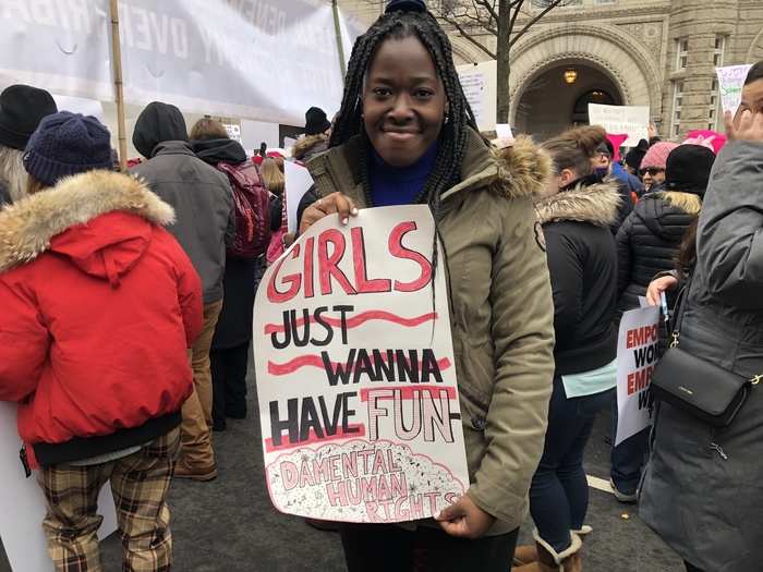 American University student Brittany Ogbemudia said she was just glad to see people coming together, and said the most important fight for her was "making sure we are united for a cause like this, and to keep it on."