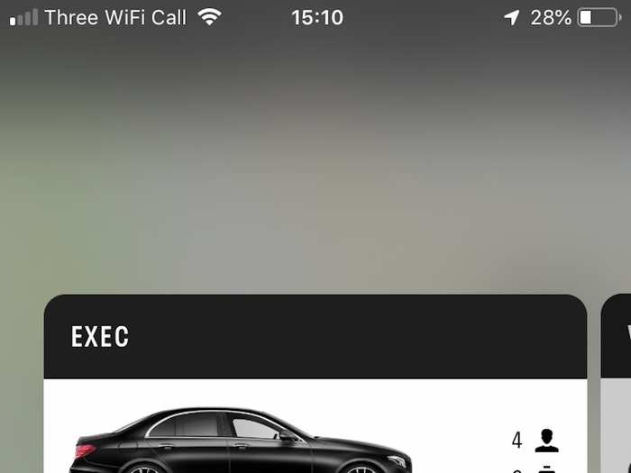 Like with Uber, you can choose between levels of luxury when it comes to the cars. I opted for Exec, which is a Mercedes-Benz E-class (and comparable to the Uber Exec).