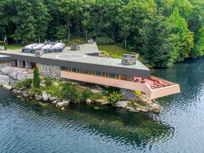 Years later, a new owner of the island had the original design built, but the Frank Lloyd Wright Foundation does not recognize it as an authentic Wright design.