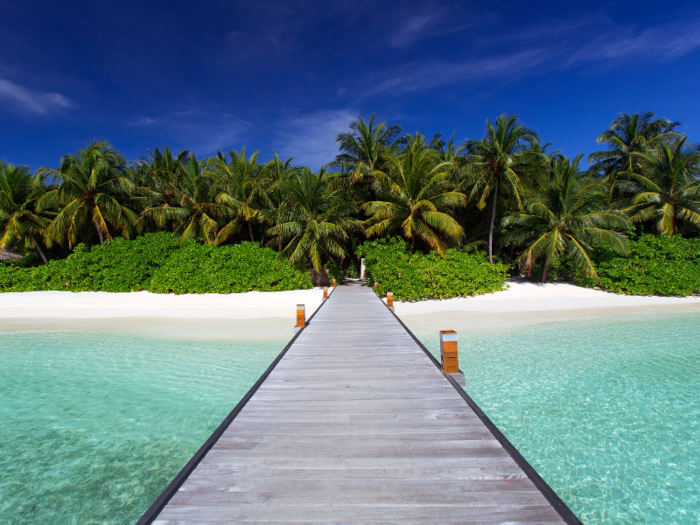 To get there, guests take a 25-minute speedboat ride from the Maldives