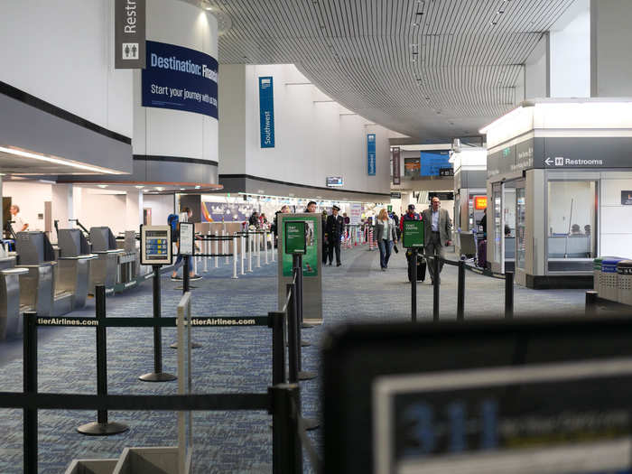 To my right I could see the ticket counter for Southwest Airlines ...