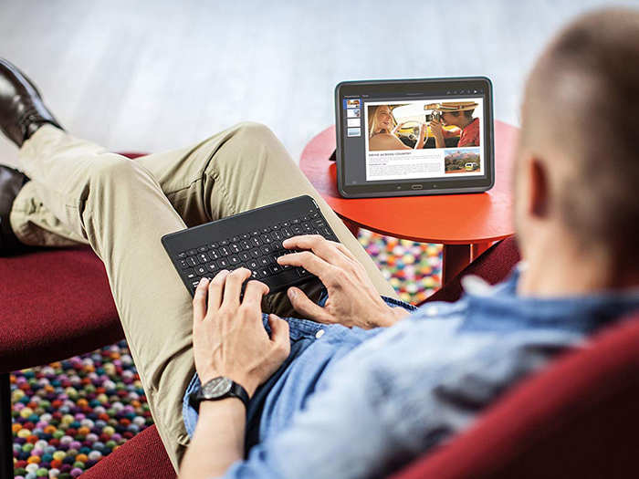 A bluetooth keyboard so you can conveniently use a tablet like a computer