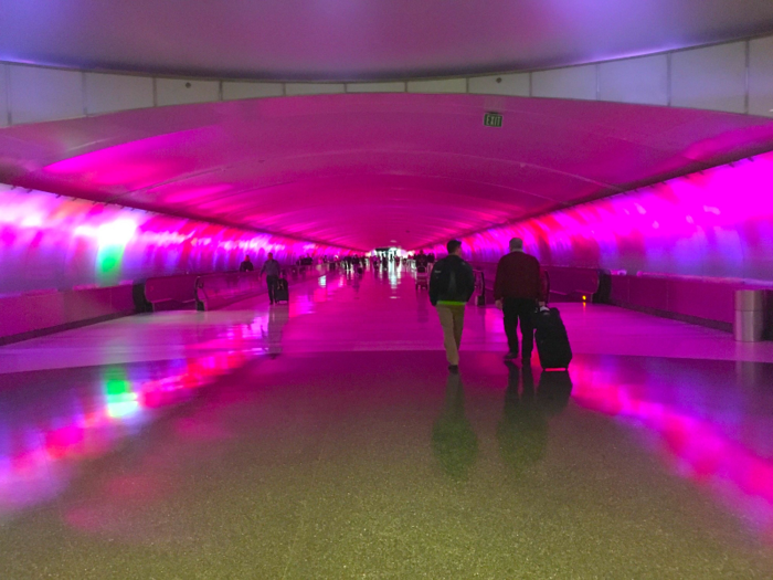 One of the highlights of DTW is the LED tunnel that connects Terminal A with Terminals B and C. I didn