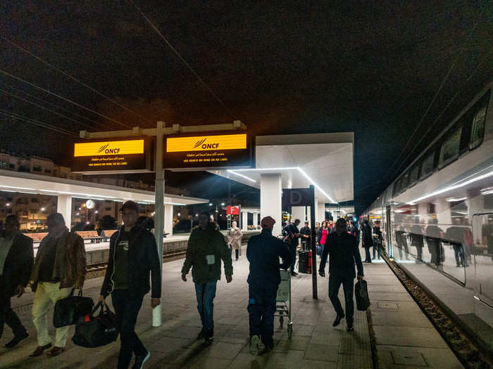 The train comes into the Casa Voyageurs station, the primary train station in Casablanca.