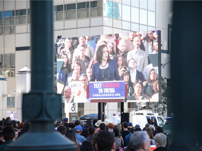 Her speech was televised on-site for the masses who had gathered.