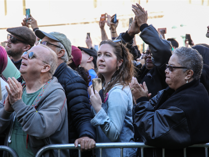 Crowds waited eagerly for the senator to emerge and deliver her speech.