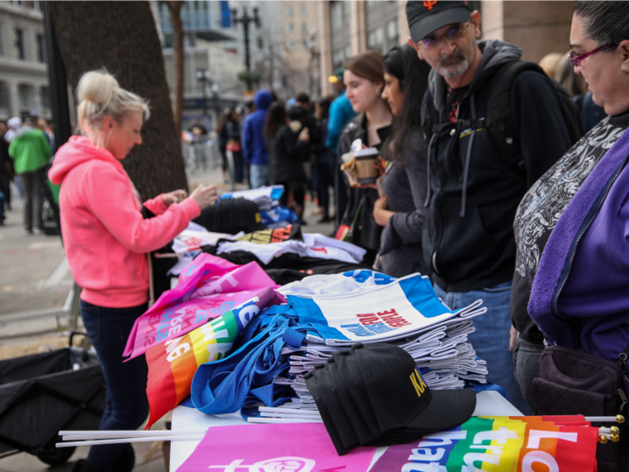 Vendors sold merchandise branded with Harris