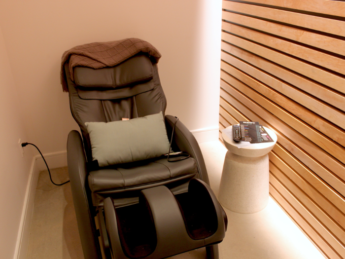 For my cryofacial, I sat in a massage chair in a small, private room. I was only wearing eye makeup, but I was told that it wasn