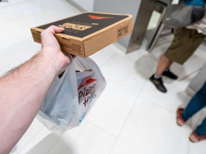 It was a bit awkward, but I had to store my leftover Pizza Hut in the luggage room. You can