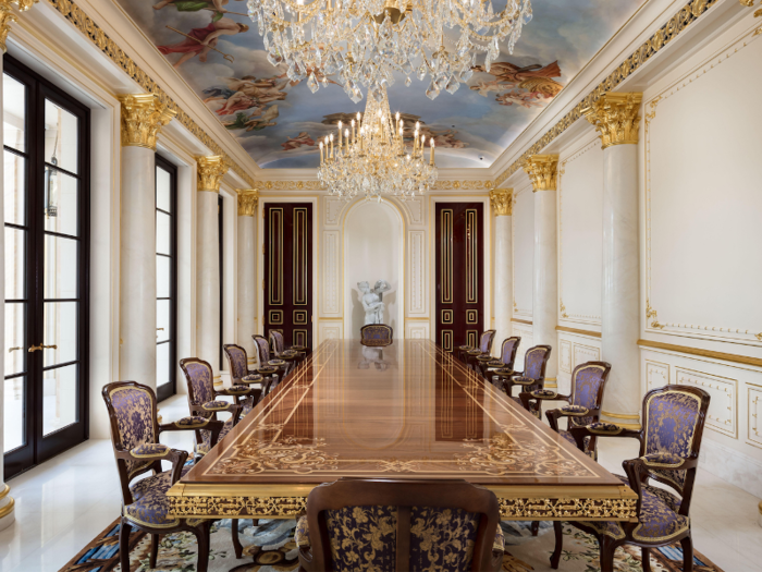 The formal dining room can fit 16 guests.