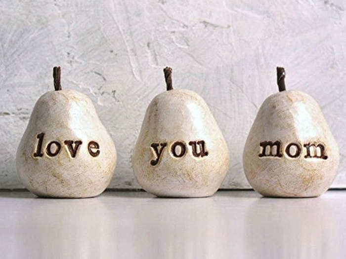 A set of decorative pears that remind your mom you love her