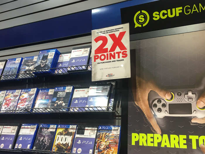 Next to the games were notices for Power Up Rewards members to receive twice the amount of points on purchases.