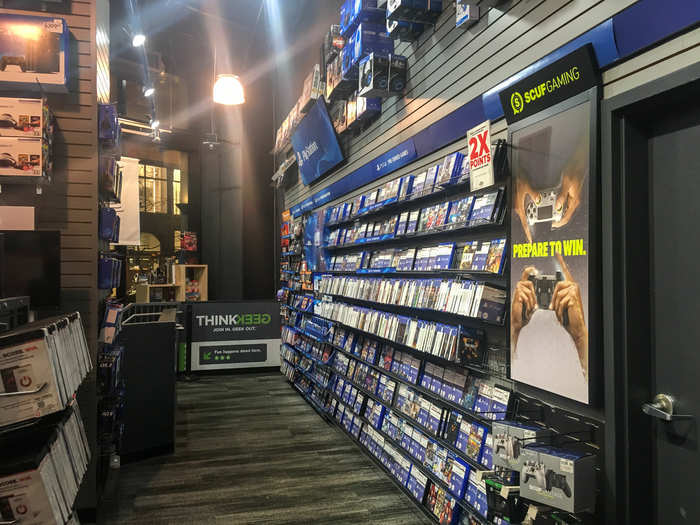 The PlayStation section was on the opposite side of the store from the Xbox department.