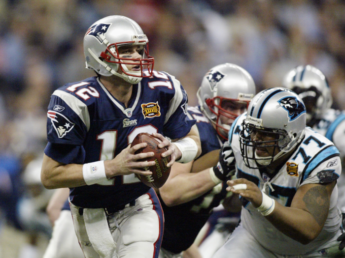 6. Brady drives 37 yards to set up the game-winning field goal vs. the Panthers in Super Bowl 38.