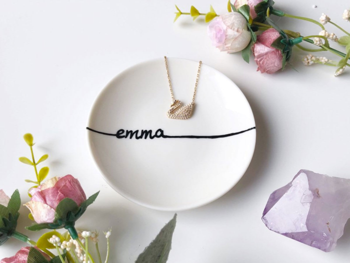 A personalized trinket dish to hold their little knickknacks