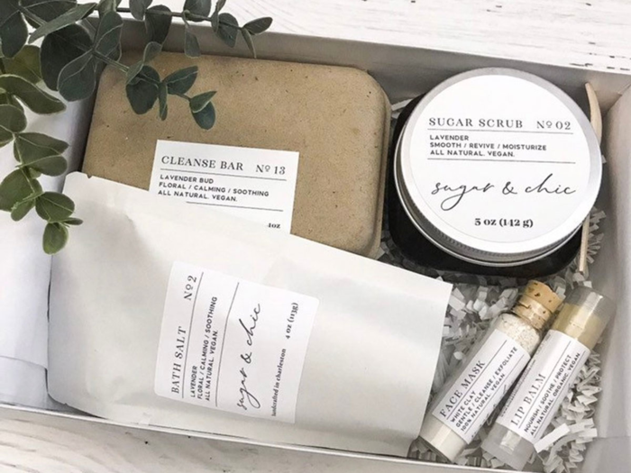 A set of handmade bath and body products for a well-deserved at-home spa night