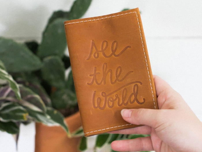 A passport holder that encourages their travel bug