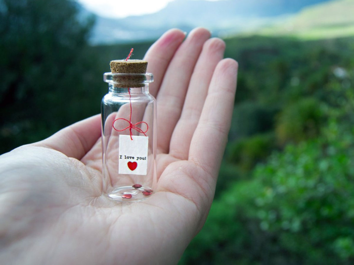 An adorable mini message in a bottle they