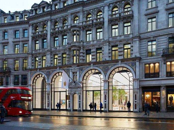 On Regent Street, the most popular shopping street in West London, is one of Apple