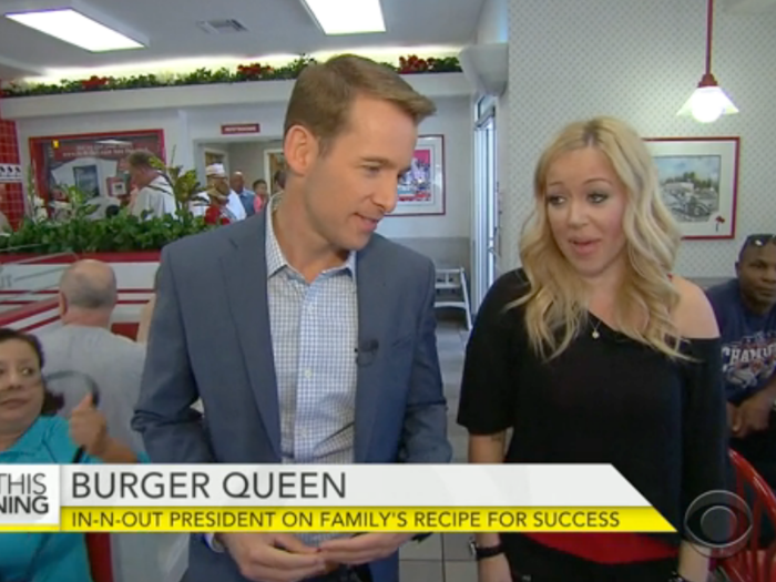 When asked about her future plans for In-N-Out, she told CBS she would "never" take the company public or franchise its restaurants.