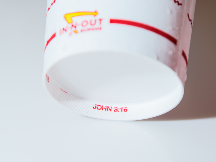  "JOHN 3:16" is printed on the inside lip of every cup company-wide. 