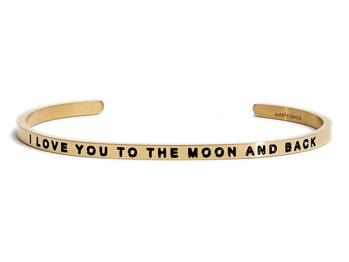 A gold cuff with a sentimental phrase