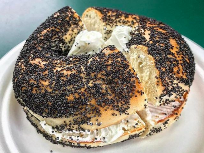 ... and of course, a cream cheese bagel from The Bagel Broker. That
