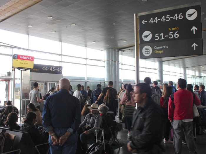 I wandered around the terminal for a bit and came back around 12:50 p.m. Boarding had finally commenced — ten minutes before our flight to New York was supposed to take off. There hadn