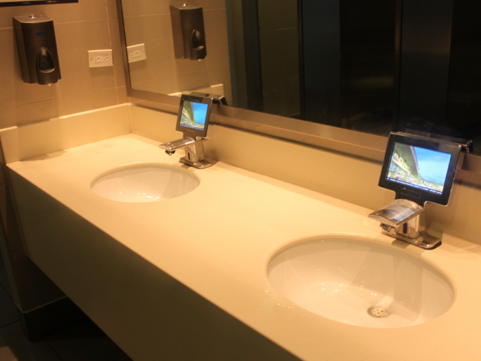 The bathrooms in the airport, strangely, had screens above each faucet displaying information about the terminal. I didn