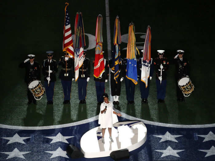 Gladys Knight made some gamblers happy when she milked the last couple of lines to the national anthem, clocking in at 2:01 from start to finish.