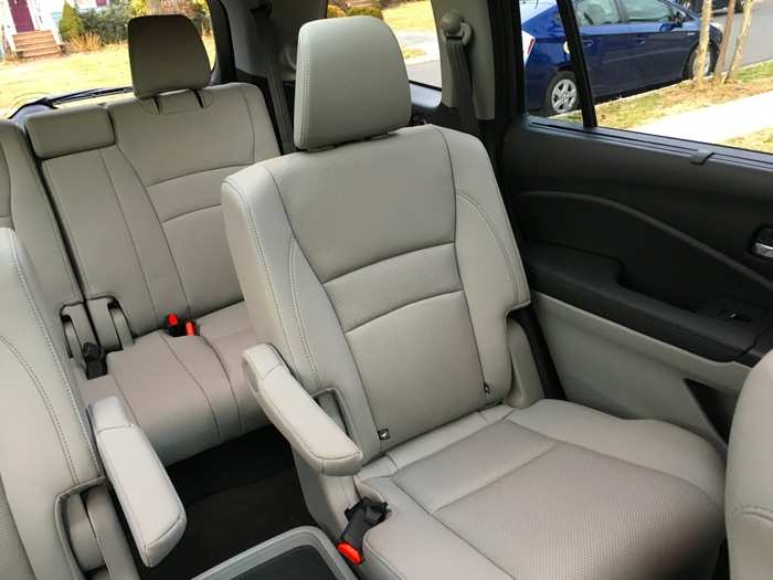 According to Honda, the third row boasts an airplane-seat-like 31.9 inches of legroom. However, it felt tighter than that. So that row is essentially reserved for kids.