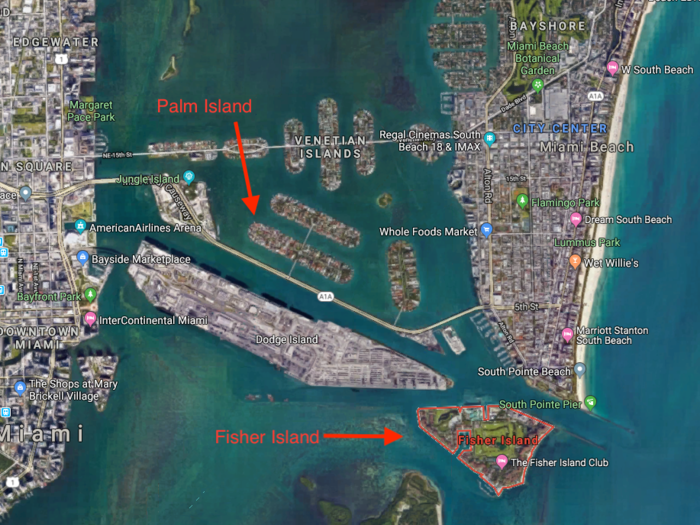 Notably, Palm Island is a mere three miles from Fisher Island, home to Florida