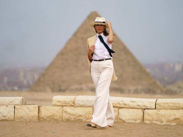 Melania showed a flair for the historic when she cut a striking figure in front of Egypt