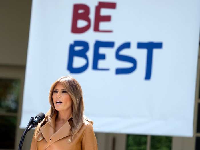 In May 2018, Melania appeared in front of the press on her own to announce a childhood wellness initiative called "Be Best," which emphasizes the importance of social, emotional, and physical health.