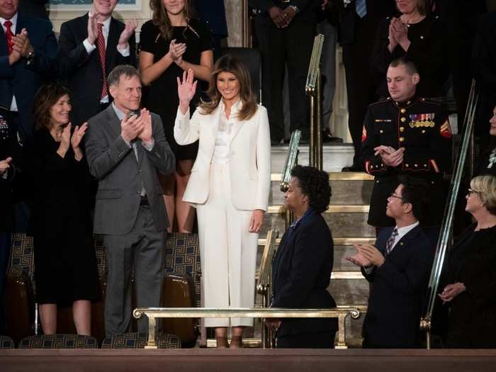 After a year as first lady, Melania received a standing ovation at her husband