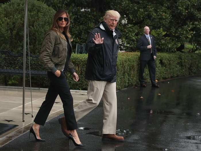 The first lady also quickly became a divisive figure, first drawing criticism when she displayed her penchant for pumps while on the way to survey damage from Hurricane Harvey in August 2017.