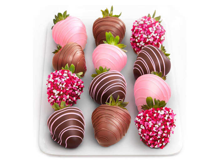 A classic box of decadent chocolate-covered strawberries