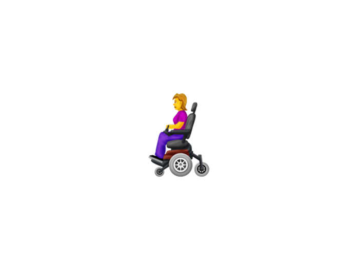 Woman in motorized wheelchair (with skin tones)