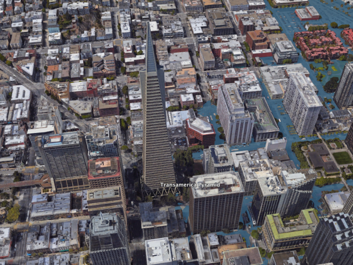 The Transamerica Pyramid, once the tallest tower in San Francisco, could experience flooding by 2100.